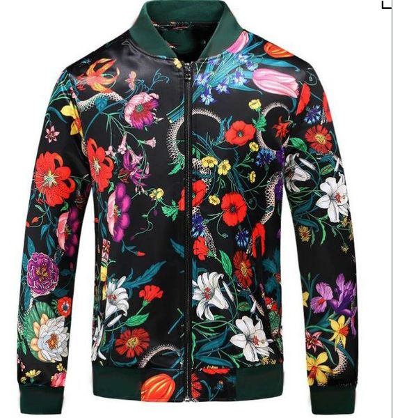 

мода стиль фирменные куртки мужская куртка пальто с цветочными patterns новый конструктор streetwear luxury zipper mens top clothings, Black;brown