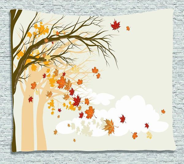 Fall Decorations Tapestry By Pastel Lined Up Autumn Trees In Park