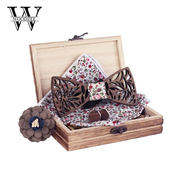 

2020 designer men's wood high-end cuffed chest collar box set wood european and american handmade bow
