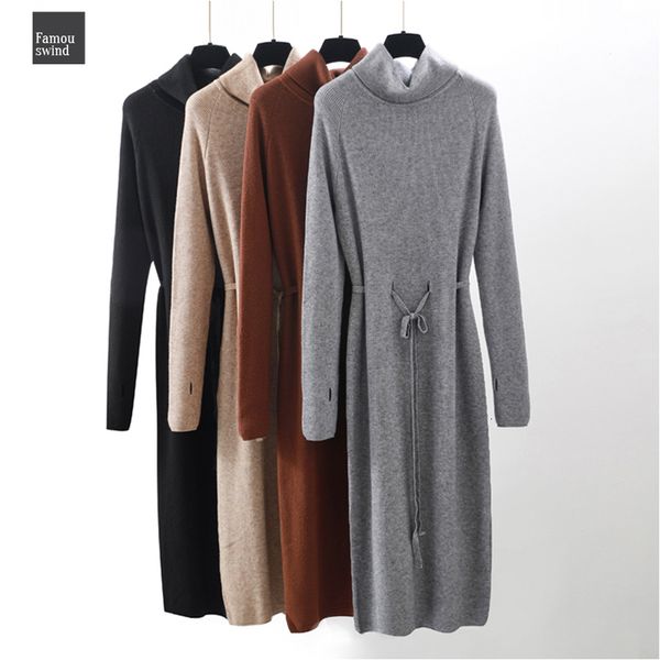 

отверстие осень зима платье женщины водолазку длинный свитер robe вязаные свитера кулиской femme lace dress up winter сыпучие платье, Black;gray