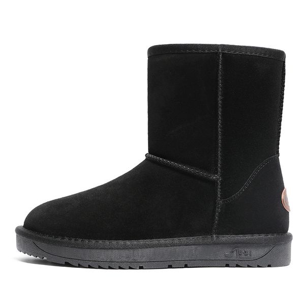 

2019 new genuine leather fur snow australia winter boots for women warm botas mujer mx200324, Black