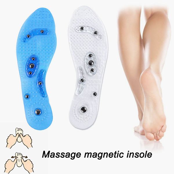 

1 pair magnetic therapy silicone insoles transparent weight loss slimming insole massage foot care shoes pad