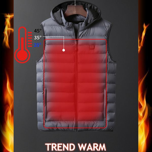 

electric heating vest slim fit temperature adjustment warm hat thickening men women warm clothing usb heating outdoor vest, Gray;blue