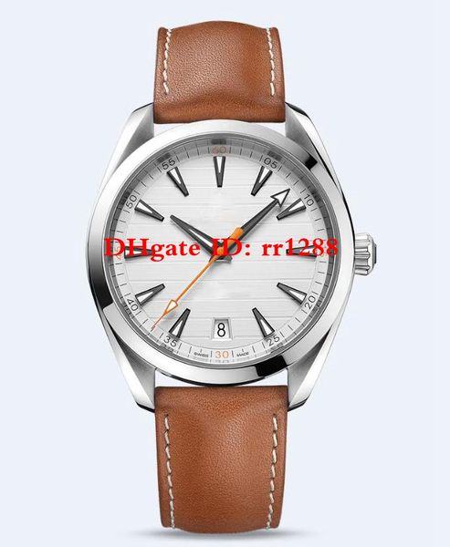 

9 style men's watch co-axial aqua terra 150m 220.53.41.21.13.001 mechanica automatic leather strap mens wrist watches, Slivery;brown