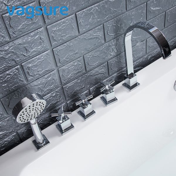 

brass 2 way waterfall massage tub faucet set bathroom mirror face chromed bathtub mixer tap three handles cold&water faucet