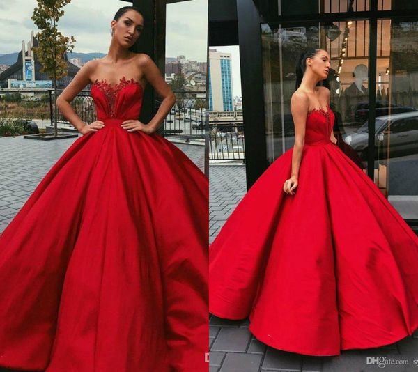 

2020 red sweetheart prom dresses lace appliqued floor lenth ruffles a line evening dress custom made satin formal party gowns, Black