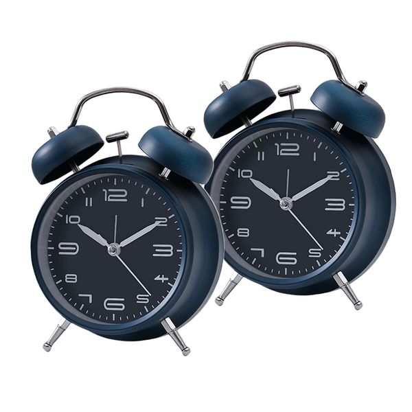 

2pcs wind up mechnical alarm clock mechanical bell alarm clock-dark blue