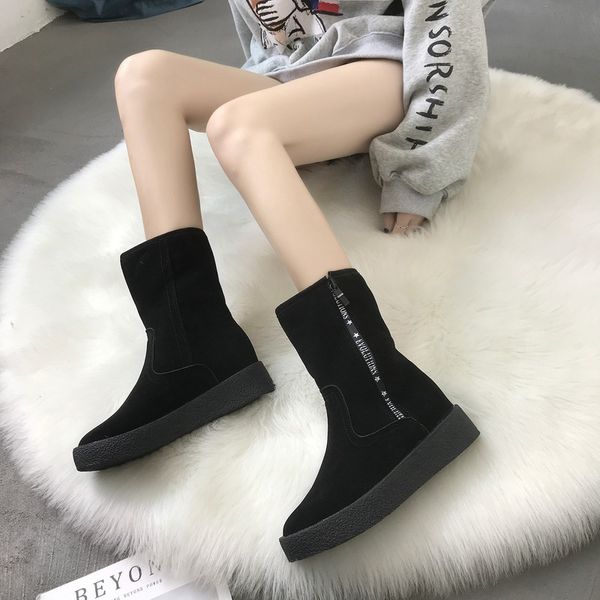 

женщины середине сапоги зима мех теплый снег сапоги женские теплые шерстяные пинетки случайных женщин удобная обувь плюс размер u11-50, Black