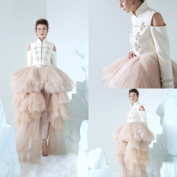 

azzi osta 2019 комбинезоны пром платья вышивка с длинным рукавом высокая шея знаменитости платья длиной до пола вечернее платье, Black