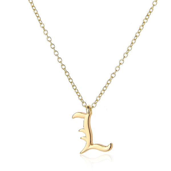 

5pc charm usa alphabet name initial letter -l pendant necklace monogram america english word sign lucky mother men's women's famil, Silver