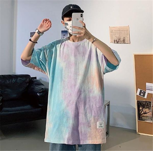 

tie dyed short sleeve oversize tees hip hop mens summer plus size mens designer tshirts fashion, White;black