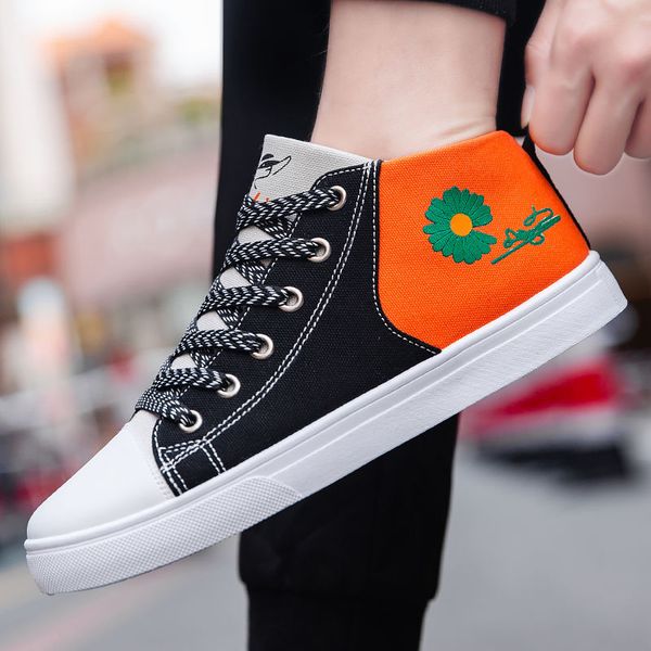 

men's casual canvas shoes fashion sports shoes spring and autumn sports casual men's flat zapatos hombre, Black
