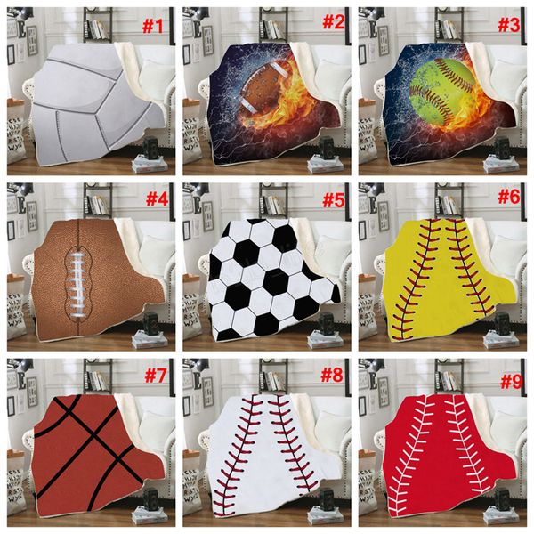 

baseball sherpa blanket 150*130cm football soccer ball 3d digital printed kids winter plush shawl couch sofa throw fleece wrap ljja3028