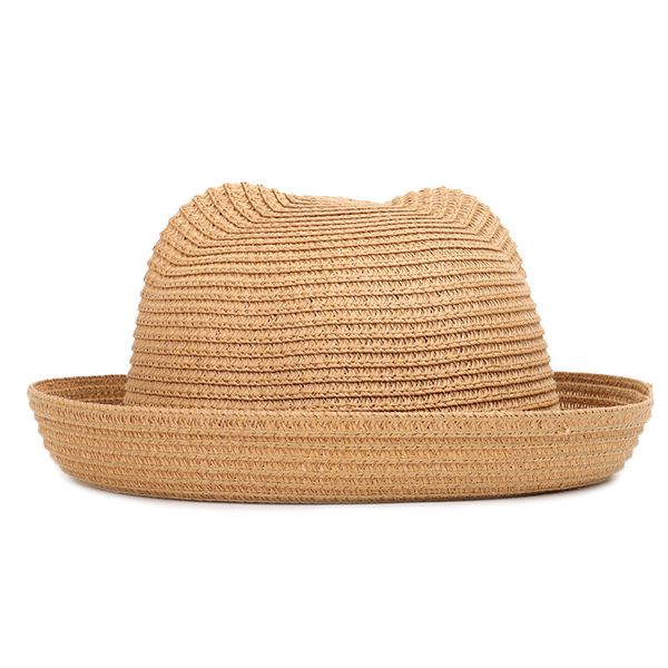 

new hand made straw hat 16 colors childrens straw hat summer cool hat outing travel baby men and women cat ears sun, Yellow