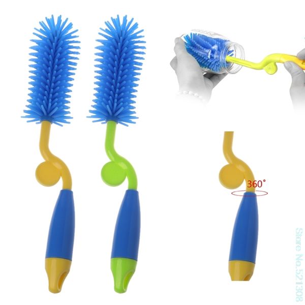 

style baby bottle brush nipple milk feeding cleaning rotating silica gel hanging brush convenient drop ship