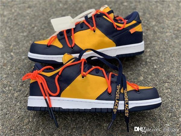 

authentic off dunk low leather collection white running shoes university gold midnight navy athletic men women sports sneakers with box