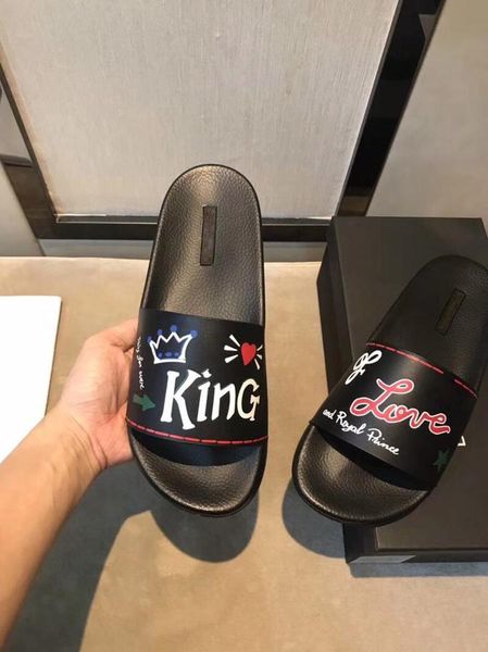 

men slippers women sandals casual new arrive slipper fashion male shoe cowhide real leather man slides shoes with box 38-45, Black