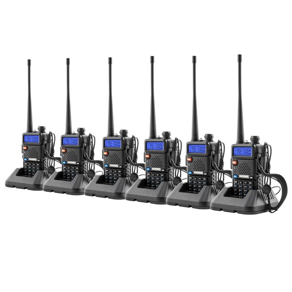 

6 pcs baofeng bf-uv5r 5w dual band walkie talkie with earphone vhf / uhf 128ch long distance communication tool field walkie talkie
