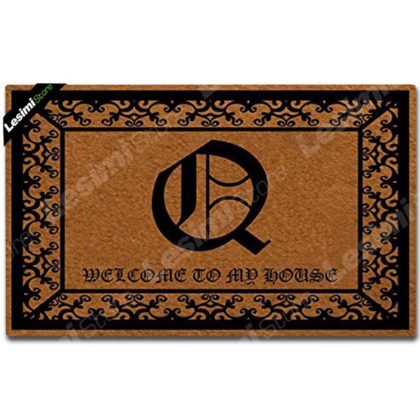 Monogrammed Flourish Letter Q Doormat Home Entrance Floor Mat Customized Welcome To My House Door Mat Area Rubber Pad 18x30 Seat Cushions For Outdoor