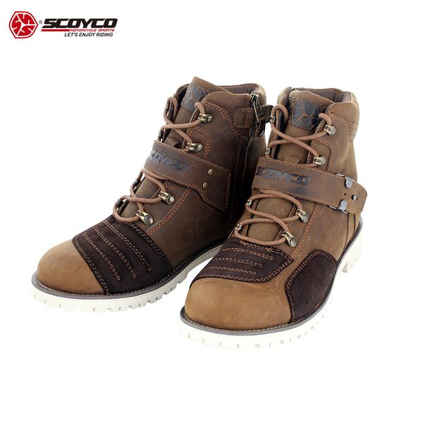 

scoyco motorcycle boots riding boots middle ankle reinforced anti-skid protection gear street moto shoes genuine leather mbt006