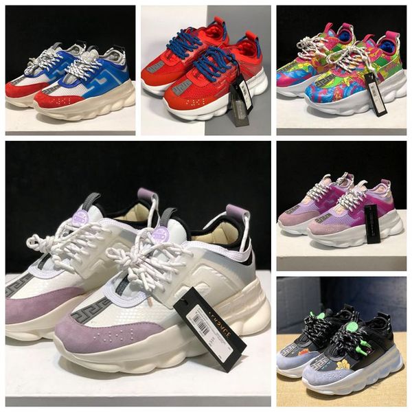 

trainers versace chain reaction luxury designer women men black white green blue red shoes high woman mens sneakers