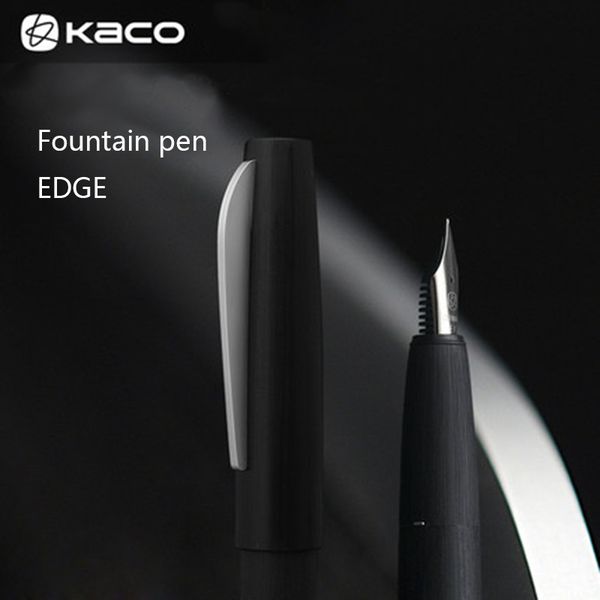 

kaco edge black brushed metal fountain pen schmidt ef/f/m nib with converter ink pen & gift box for office business