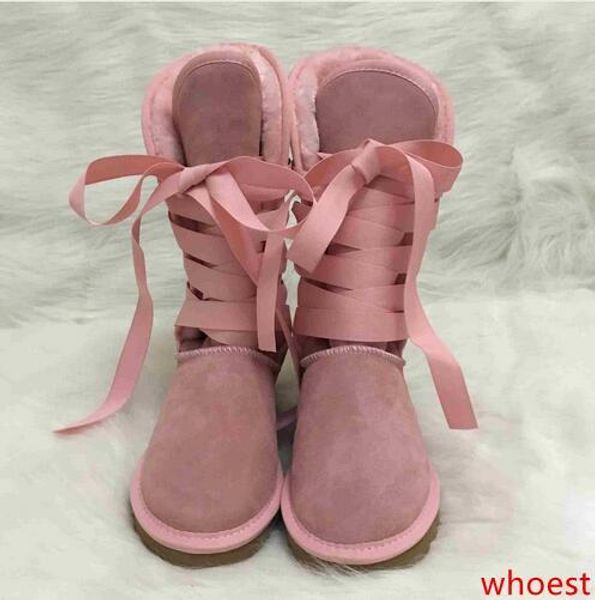 

women boots australia style women winter snow boots fashion cross-tied waterproof cow suede leather knee-high long outdoor boots brand ivg