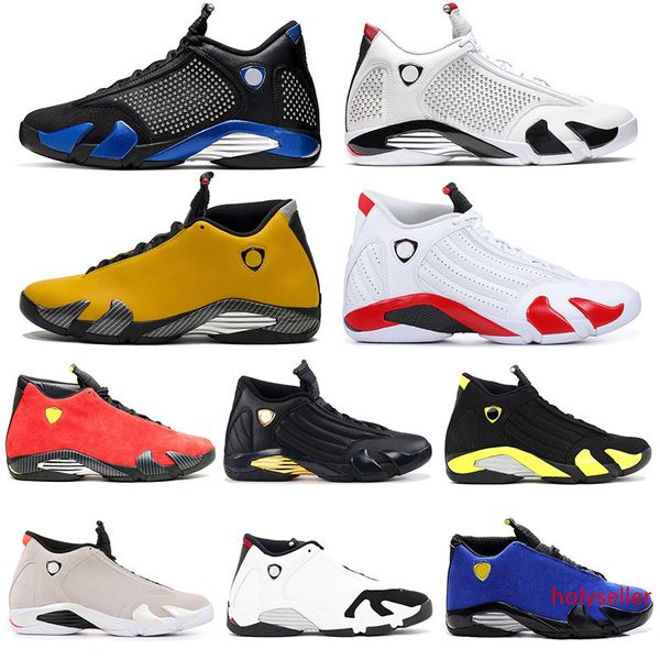 

14s 2019 mens basketball shoes xiv 23 candy cane reverse black toe indiglo fusion varsity red suede last sleather dmp sports trainers