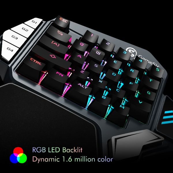 

gamesir z1 kailh gaming keypad for mobile/pc games, aov,mobile legends. one-handed green axis mechanical keyboard rgb blacklight