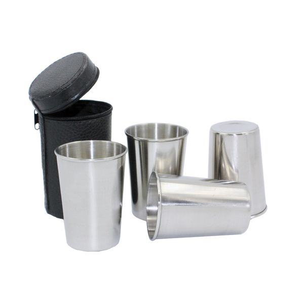 

4pcs 170ml stainless steel cover mug camping cup mug drinking coffee tea beer with case ideal for camping holiday picnic sale