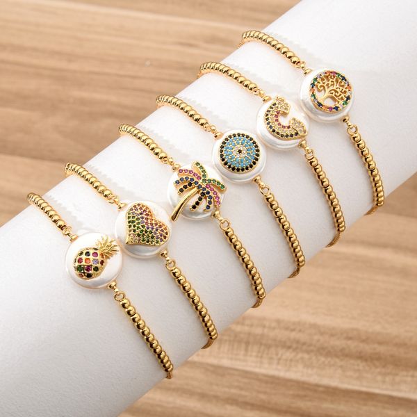 

браслет регулируемый радуга кубический циркон животных для женщин shell древа жизни браслет femme змея цепь ювелирных рождественские подарки, Golden;silver