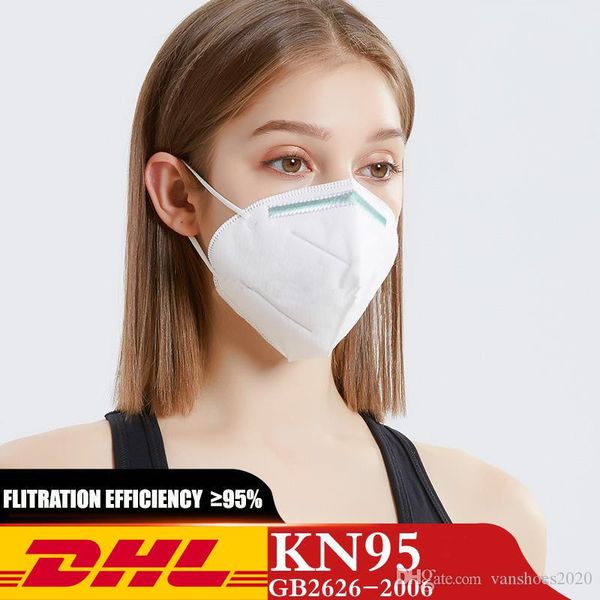 

бесплатная доставка dhl 50 шт. / кор. складной kn95 маска n95 многоразовые маски защитные рот маски для лица 95% фильтрация анти-пыль белый
