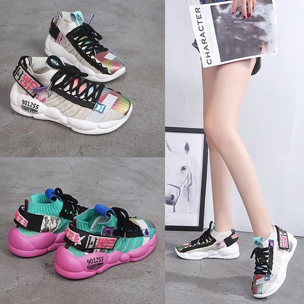 

vogue neoclassical fashion cool shiny muffin leisure fluorescent women sports shoes breathable summer cloth casual shoe may 31, Black