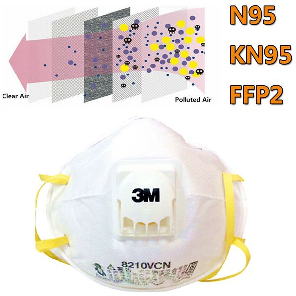

3m n95 kn95 face mask 8210 9501+ 9542v 9001v ffp2 face mask with breather valve pm2.5 to prevent transmission of virus liquid pathogens