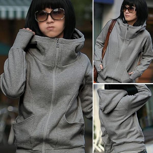 

женщина осень зима hoodies zipper толстовки леди женщин вскользь новая мода с длинным рукавом толстовка outwear черный серый зеленый синий, Black