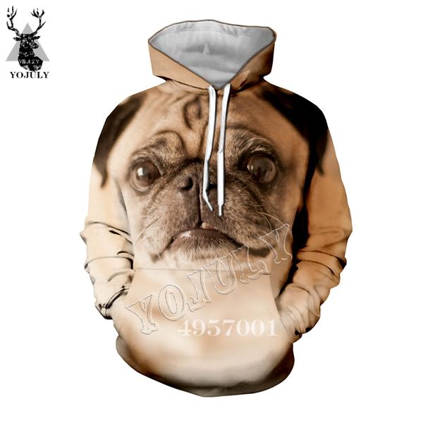 

casual cute dog hooded men fashion street wear pullover clothing funny pug 3d print harajuku women sweatshirt hoodie y561, Black