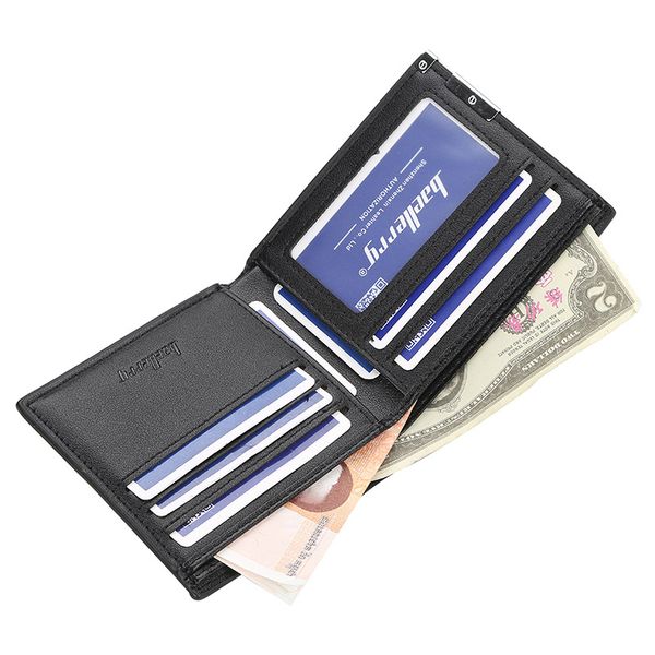 

baellerry men wallet leather fashion purse thin short mini slim card holder small metal perse walet brand money bag, Red;black