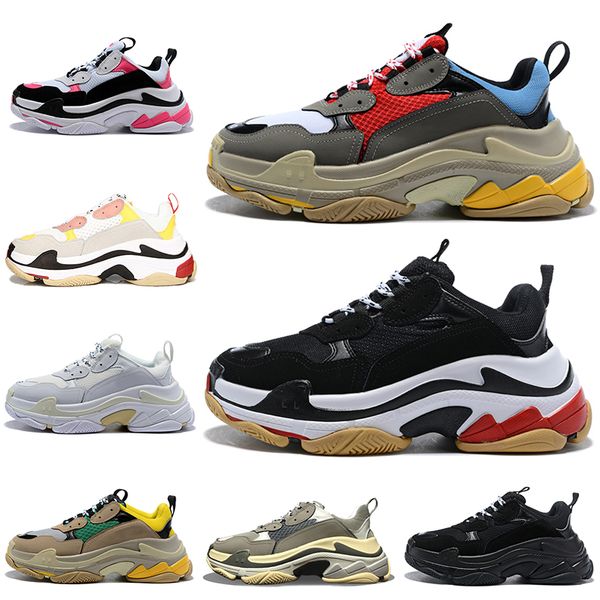 

triple s sneakers mens designer shoes 17fw paris casual dad shoes men women triple black pink white ceahp beige luxury sports sneakers 36-45