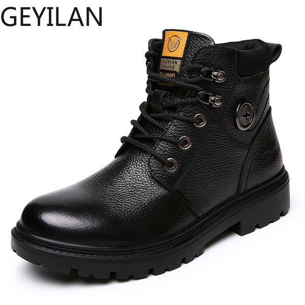 

winter snow boots men vlevet men ankle boots comfortable brand casual shoes outdoor genuine leather snow shoes o4, Black