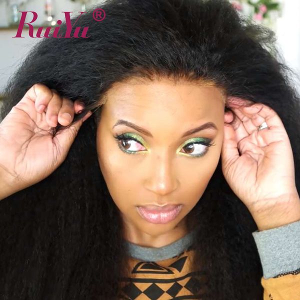 Kinky Straight Full Lace Wigs Italian Yaki Human Hair Lace Wigs