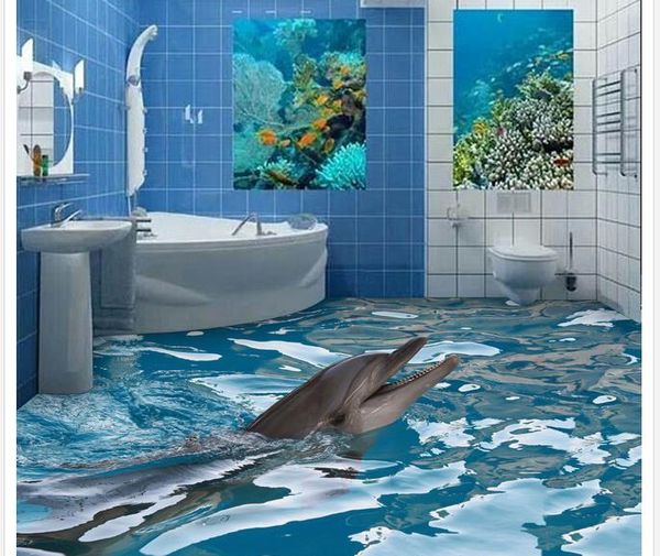 

p any size 3d bathroom floor tile wallpaper for bathroom waterproof