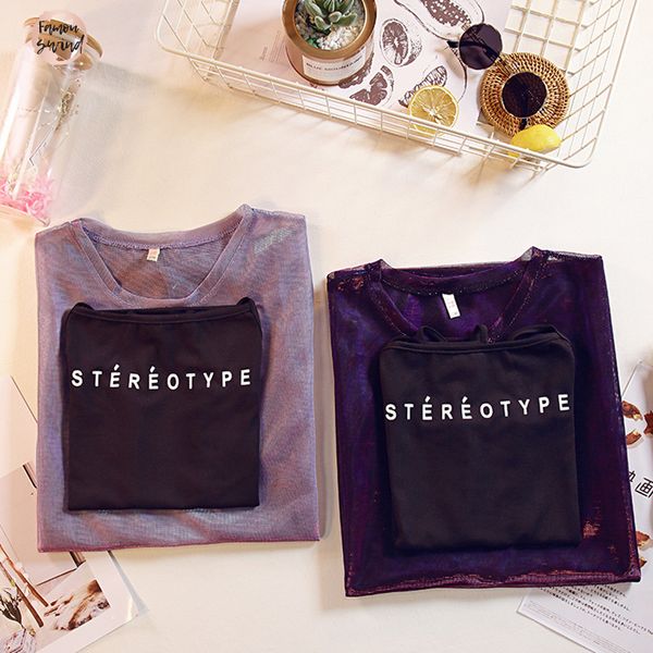 

gkfnmt summer t shirt for women two sets short sleeve transparent long colorful big sizes korean clothes, White