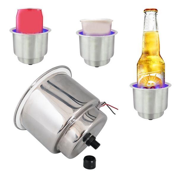 

led light drink holder blue 8 led recessed stainless steel cup drink holder cup shape for car marine boat