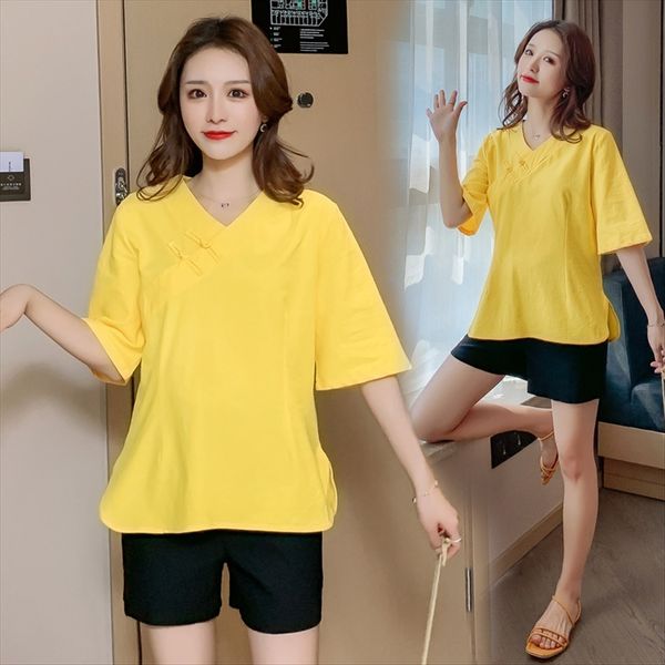 

6651# pregnant women's v-neck nationality national style suit 6651# pregnant women's t-shirt v-neck t-shirt nationality national s, White