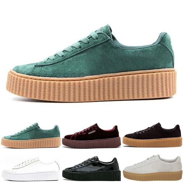 

2019s fenty creeper rihanna women basket platform casual shoes velvet cracked leather suede mens black white red green casual sneakers