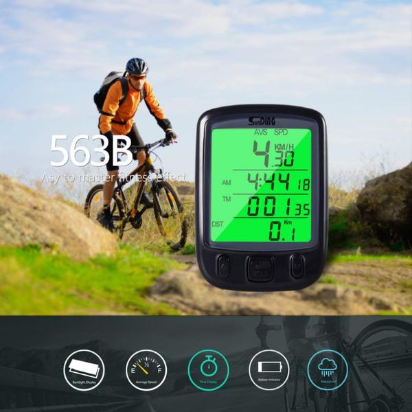 

sunding sd 563b waterproof lcd display cycling bike bicycle computer odometer speedometer with green backlight sale