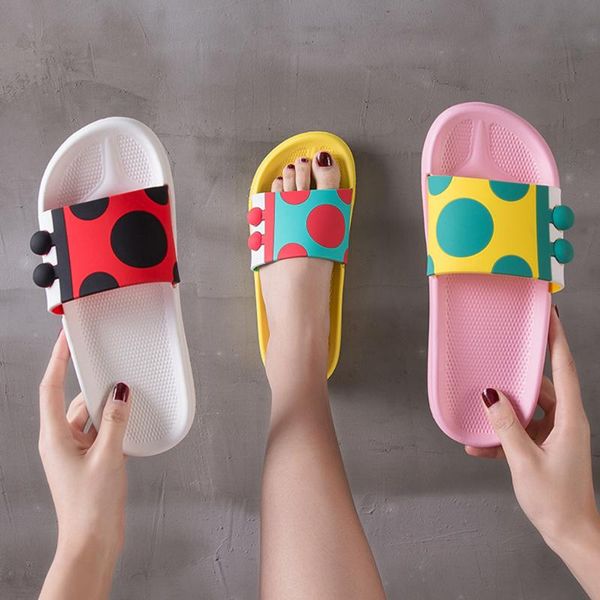 

summer women's fashion cartoon printed bathroom shower flip flops shoes beach house indoor non-slip pool flat home slippers#g4, Black