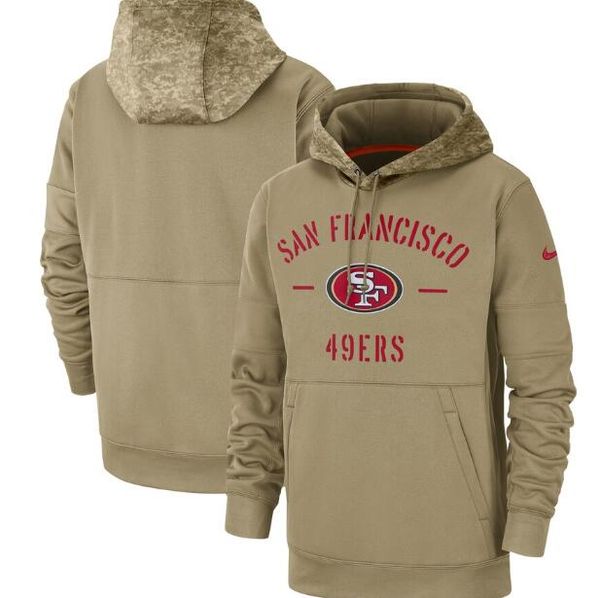 

men's women kid san francisco 49ers tan 2019 salute to service sideline therma pullover hoodie, Blue;black