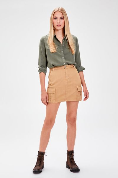 

trendyol camel mobile detailed denim skirt twoaw20et0148, Black