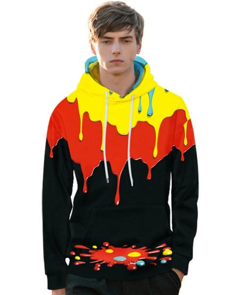 

wholesale designer mens slim fit 3d sweatshirts 2019 halloween christmas hip hop hoodie with splicing drawstring and full sleeve sweatshirts, Black